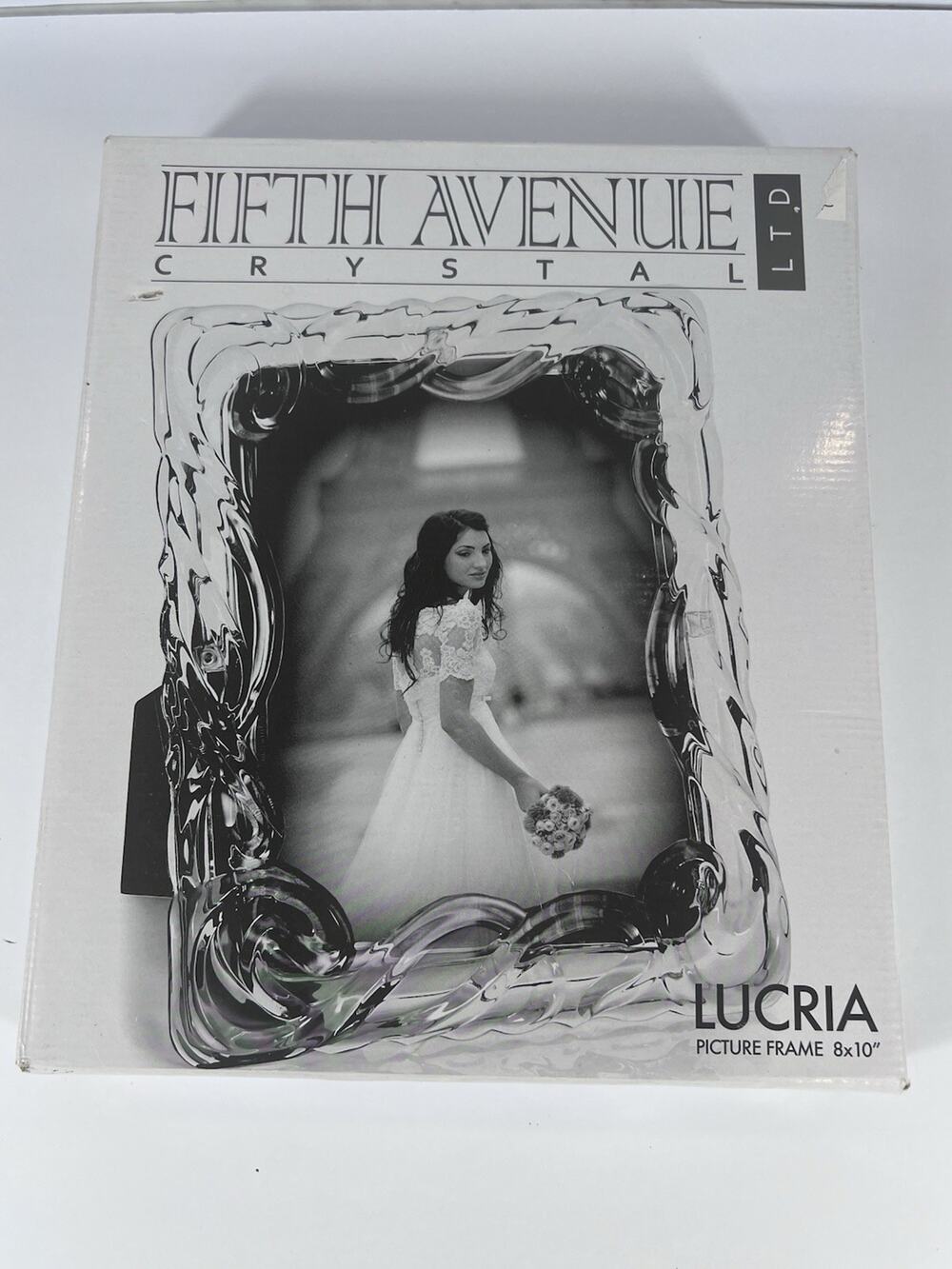 FIFTH AVENUE CRYSTAL LTD Photo Picture Frame 8x10 Frosted Ribbons New In Box